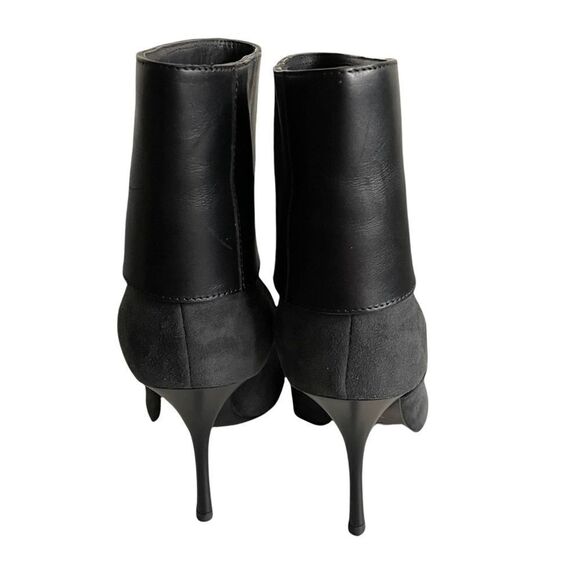 GIUSEPPE ZANOTTI Suede Leather Pointy Toe High Heel Ankle Boots Grey Black 37.5 - Picture 8 of 11